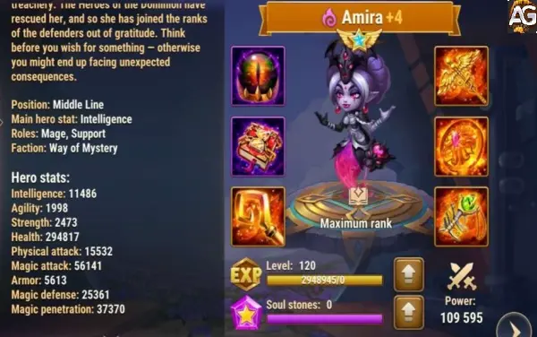 Amira with Health Skin Hero Wars Mobile