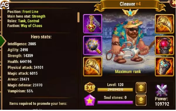 Cleaver with Summer Skin, Hero Wars Mobile.