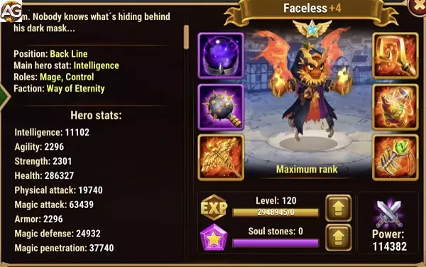 Faceless with Demonic skin, Hero Wars Alliance.