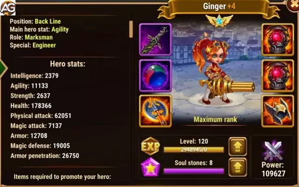 Ginger with Solar Skin Hero Wars Mobile