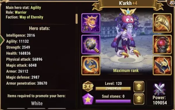 K'arkh with Celestial Skin, Hero Wars Alliance.