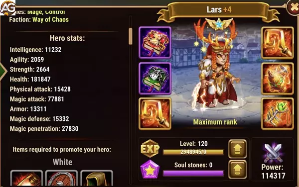 Lars with solar skin, Hero Wars Mobile.