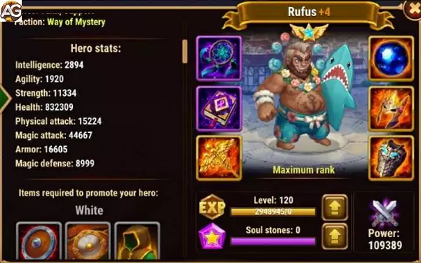 Rufus com visual de verão, Hero Wars Mobile.