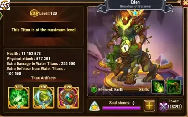 Titan Eden with Default skin, Hero Wars Alliance.