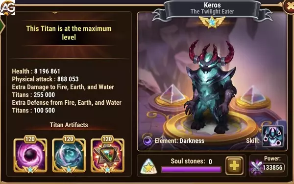 Titan Keros Max Level Hero Wars Mobile