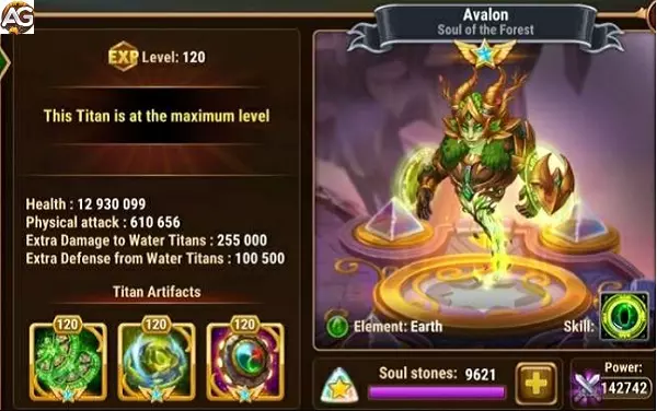 Titan Avalon with Primordial Skin, Hero Wars.