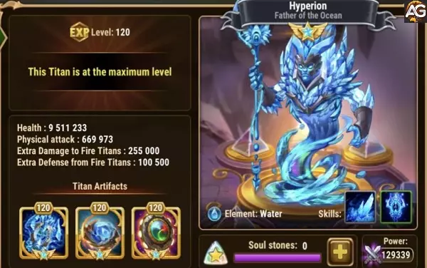Titan Hyperion with Default skin, Hero Wars Alliance.