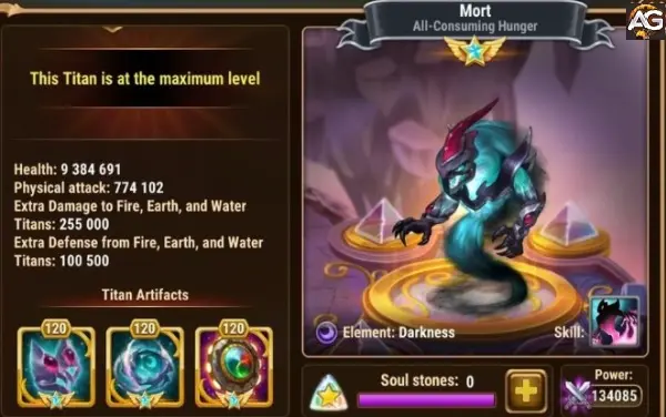 Titan Mort with Default skin, Hero Wars Alliance.