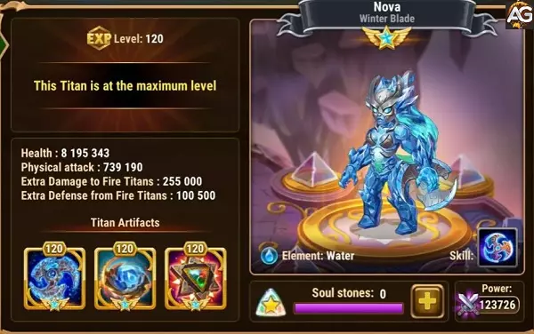 Titan Nova with Default skin in Hero Wars Alliance.