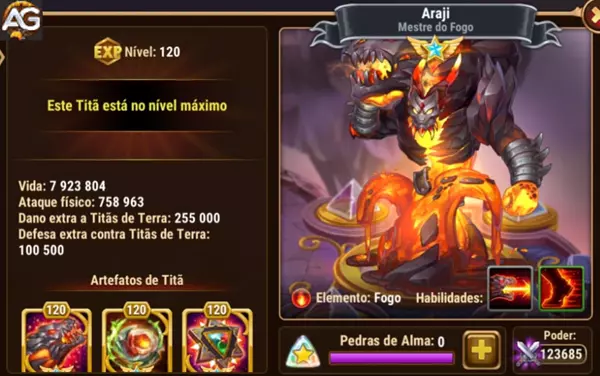 Titan Araji Max Level Hero Wars Mobile